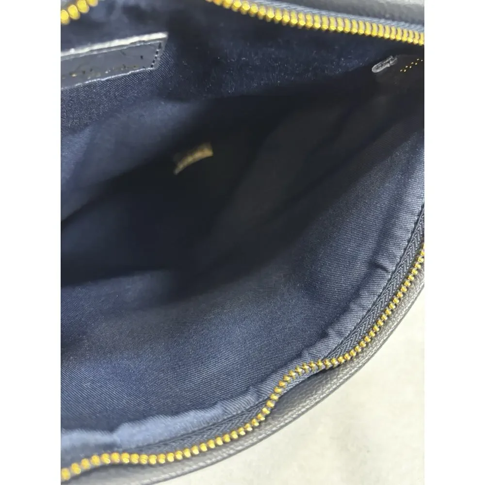 GiGi New York Navy Blue Foldover Clutch Vegan Leather Snake Print Zipper NoStrap - Picture 11 of 11